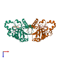 PDB entry 3fdz coloured by chain, top view.