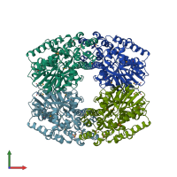 PDB entry 3fef coloured by chain, front view.