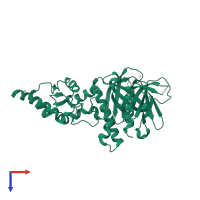 PDB entry 3feh coloured by chain, top view.