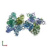 PDB entry 3feq coloured by chain, front view.
