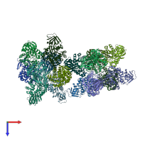 PDB entry 3feq coloured by chain, top view.