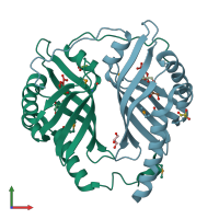 PDB entry 3ff0 coloured by chain, front view.