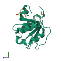 PDB entry 3ff4 coloured by chain, side view.