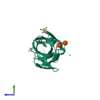 PDB entry 3ffo coloured by chain, side view.