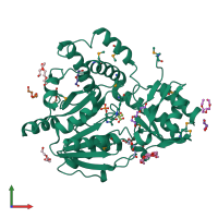 PDB entry 3ffr coloured by chain, front view.