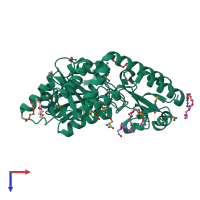 PDB entry 3ffr coloured by chain, top view.
