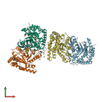 PDB entry 3fgc coloured by chain, front view.