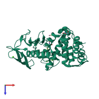 PDB entry 3fgd coloured by chain, top view.