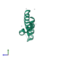 Transcription factor A, mitochondrial in PDB entry 3fgh, assembly 2, side view.