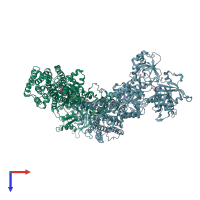 PDB entry 3fgo coloured by chain, top view.