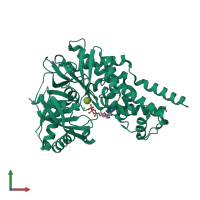 PDB entry 3fgu coloured by chain, front view.