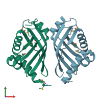 PDB entry 3fgy coloured by chain, front view.