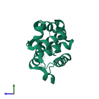 PDB entry 3fh2 coloured by chain, side view.