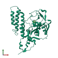 PDB entry 3fhb coloured by chain, front view.