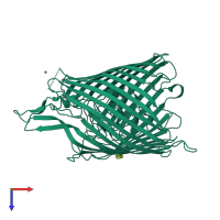 PDB entry 3fhh coloured by chain, top view.