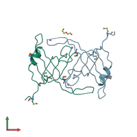 PDB entry 3fhw coloured by chain, front view.