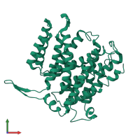 PDB entry 3fi1 coloured by chain, front view.