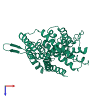PDB entry 3fi1 coloured by chain, top view.