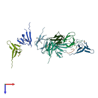 PDB entry 3fif coloured by chain, top view.