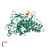 PDB entry 3fii coloured by chain, top view.