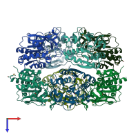 PDB entry 3fij coloured by chain, top view.