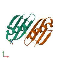 PDB entry 3fil coloured by chain, front view.