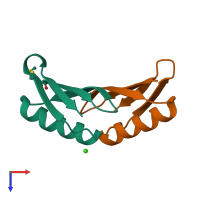 PDB entry 3fil coloured by chain, top view.