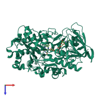 PDB entry 3fim coloured by chain, top view.
