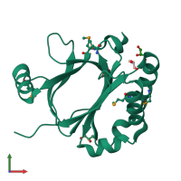 PDB entry 3fj2 coloured by chain, front view.