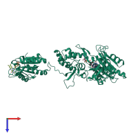 PDB entry 3fjo coloured by chain, top view.