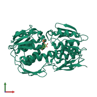 Monomeric assembly 1 of PDB entry 3fk0 coloured by chemically distinct molecules, front view.