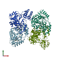 PDB entry 3fkd coloured by chain, front view.