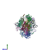 PDB entry 3fku coloured by chain, side view.