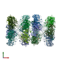 PDB entry 3fky coloured by chain, front view.