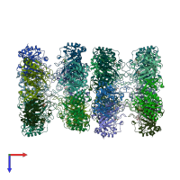 PDB entry 3fky coloured by chain, top view.