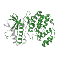 The deposited structure of PDB entry 3fls contains 1 copy of Pfam domain PF00069 (Protein kinase domain) in Mitogen-activated protein kinase 14. Showing 1 copy in chain A.