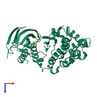 PDB entry 3flw coloured by chain, top view.
