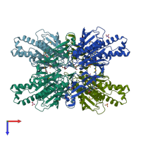 PDB entry 3fmc coloured by chain, top view.