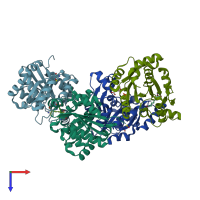 PDB entry 3fmf coloured by chain, top view.