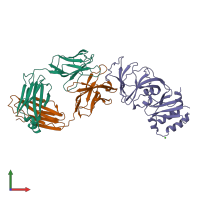 PDB entry 3fmg coloured by chain, front view.