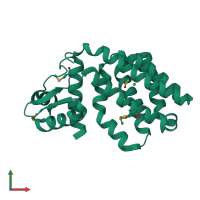 PDB entry 3fms coloured by chain, front view.