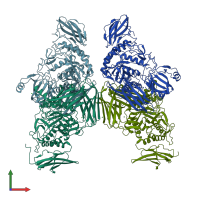 PDB entry 3fn9 coloured by chain, front view.