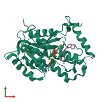 PDB entry 3fnh coloured by chain, front view.