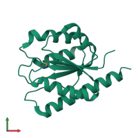 PDB entry 3fni coloured by chain, front view.