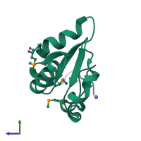 PDB entry 3foj coloured by chain, side view.