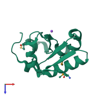 PDB entry 3foj coloured by chain, top view.