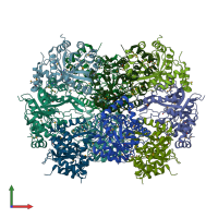 PDB entry 3fok coloured by chain, front view.