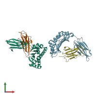PDB entry 3fon coloured by chain, front view.