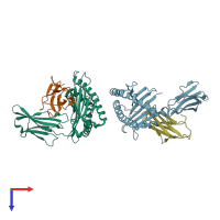 PDB entry 3fon coloured by chain, top view.