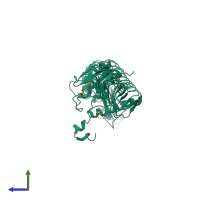PDB entry 3foq coloured by chain, side view.